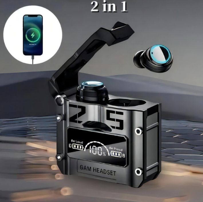 Fone De Ouvido Bluetooth M25 Tws 5.3 Sem Fio Led Prova D’água Redução Ruído Stereo Função Powerbank