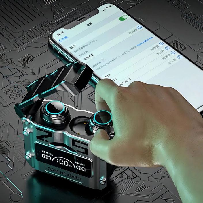 Fone De Ouvido Bluetooth M25 Tws 5.3 Sem Fio Led Prova D’água Redução Ruído Stereo Função Powerbank